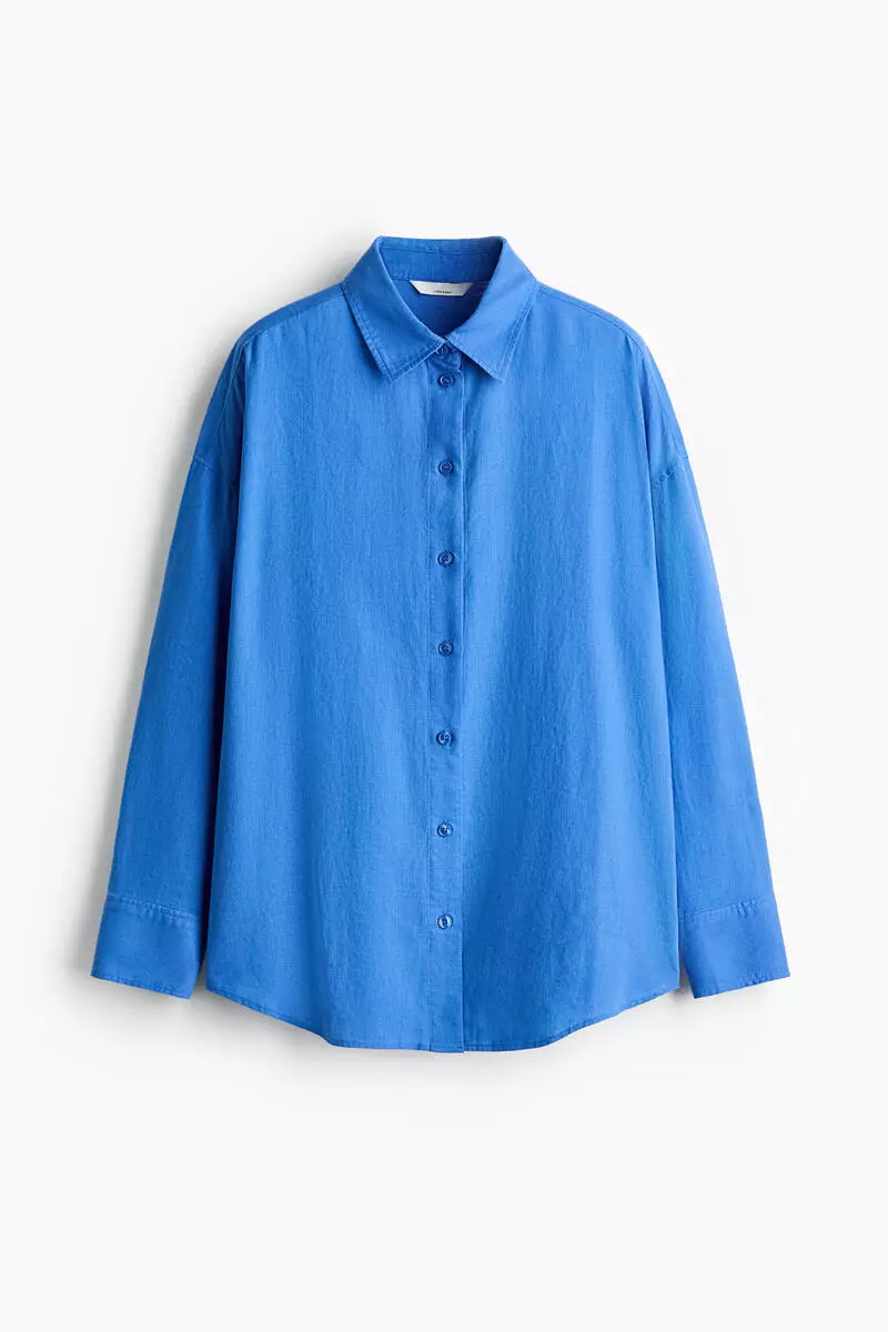 Oversized linen-blend shirt