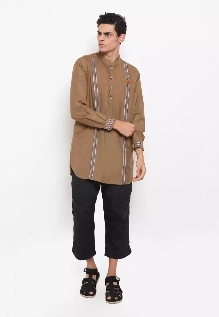 Zayidan Baju Koko Gamis Muslim Pria Wahab - Khaki