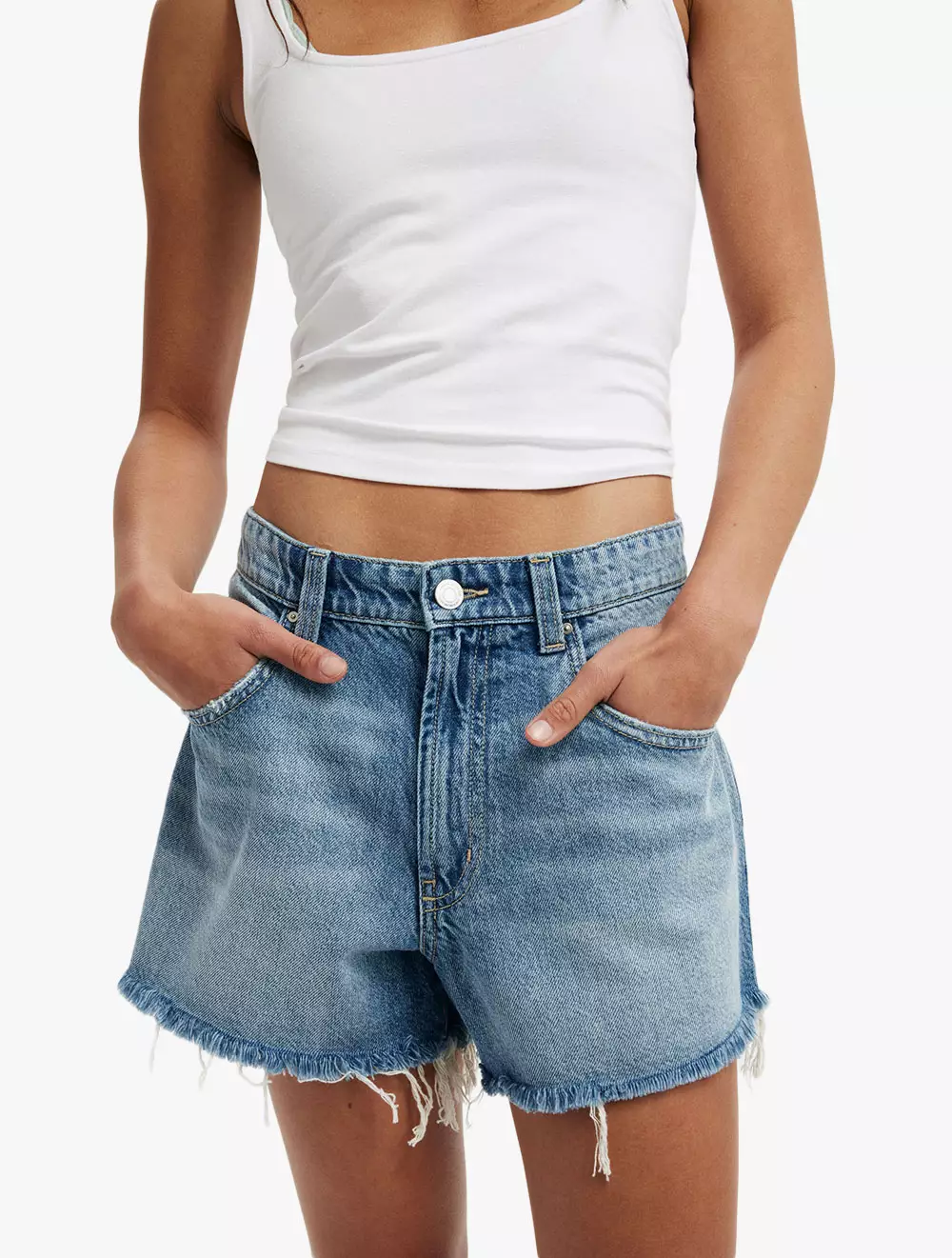 Cotton On - DENIM SHORTS/SKIRTS - Original Cut Off Denim Short - SALTWATER BLUE WORN