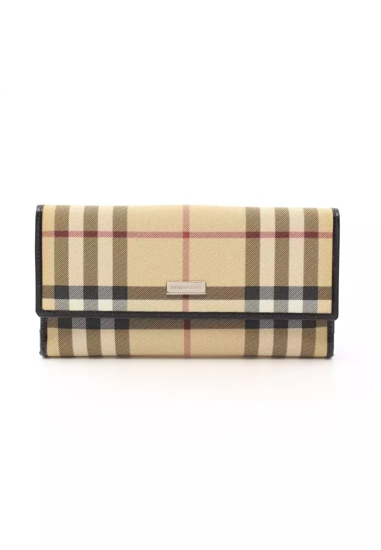 Burberry Metallic/Beige Nova Check PVC and Patent Leather French Wallet