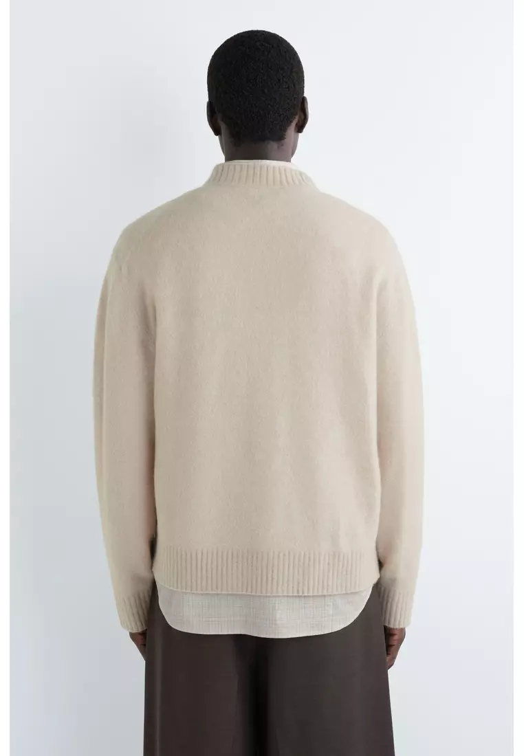 BRUSHED-WOOL V-NECK CARDIGAN
