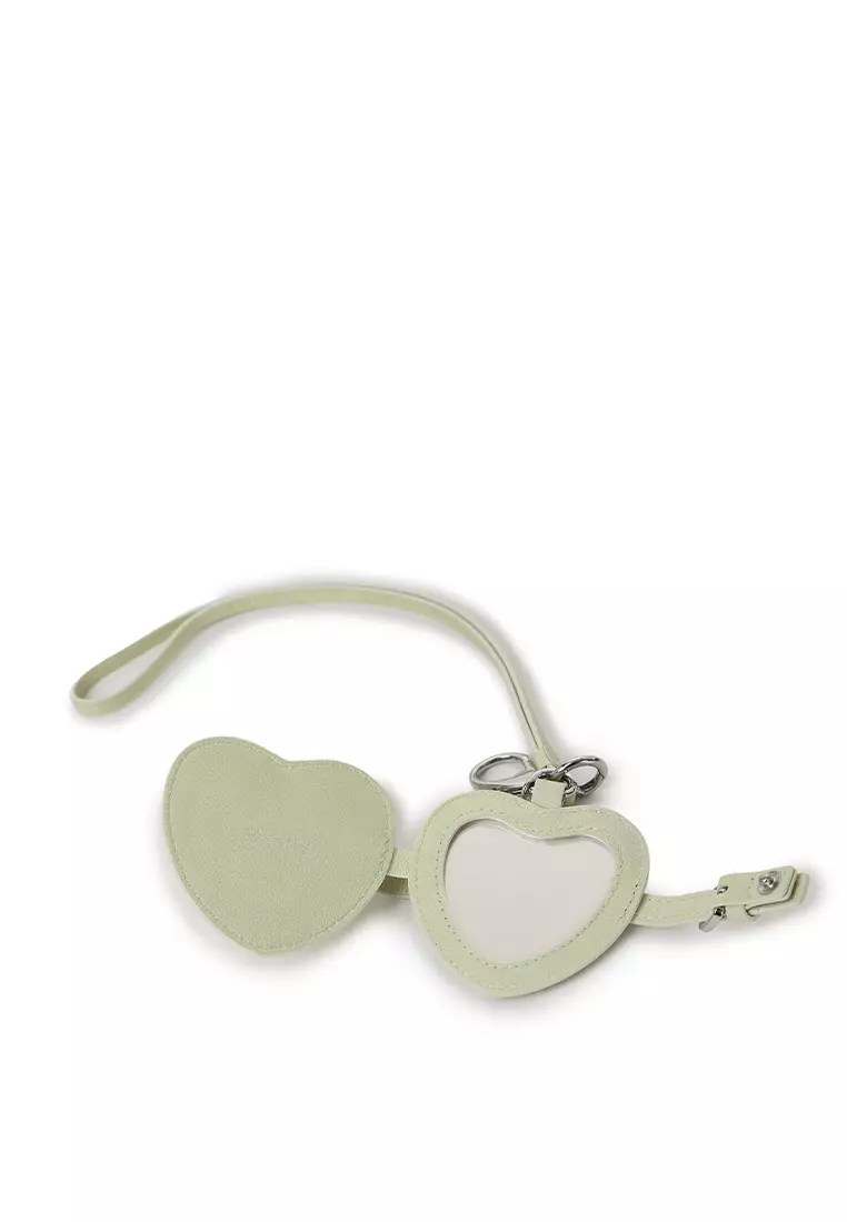 迷你心型鏡子吊飾 - 淺薄荷綠色