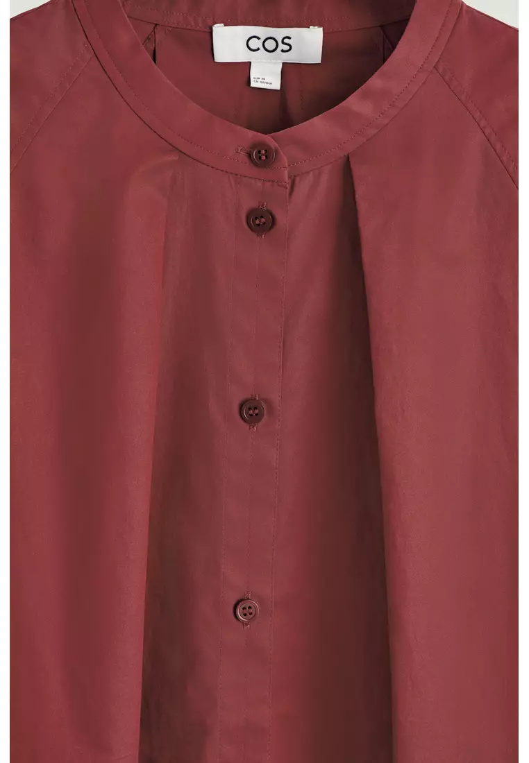 GRANDAD-COLLAR COTTON SHIRT