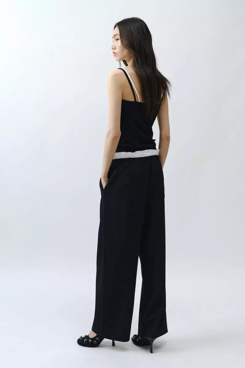 Double-waistband drawstring trousers