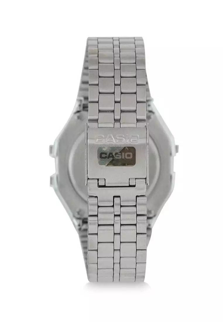 Casio Jam Tangan Pria - Silver Black - Stainless Steel - A159WA-N1DF
