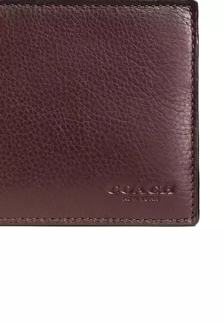 Men's 3 In 1 Wallet In Smooth Calf Leather Mahogany CR911