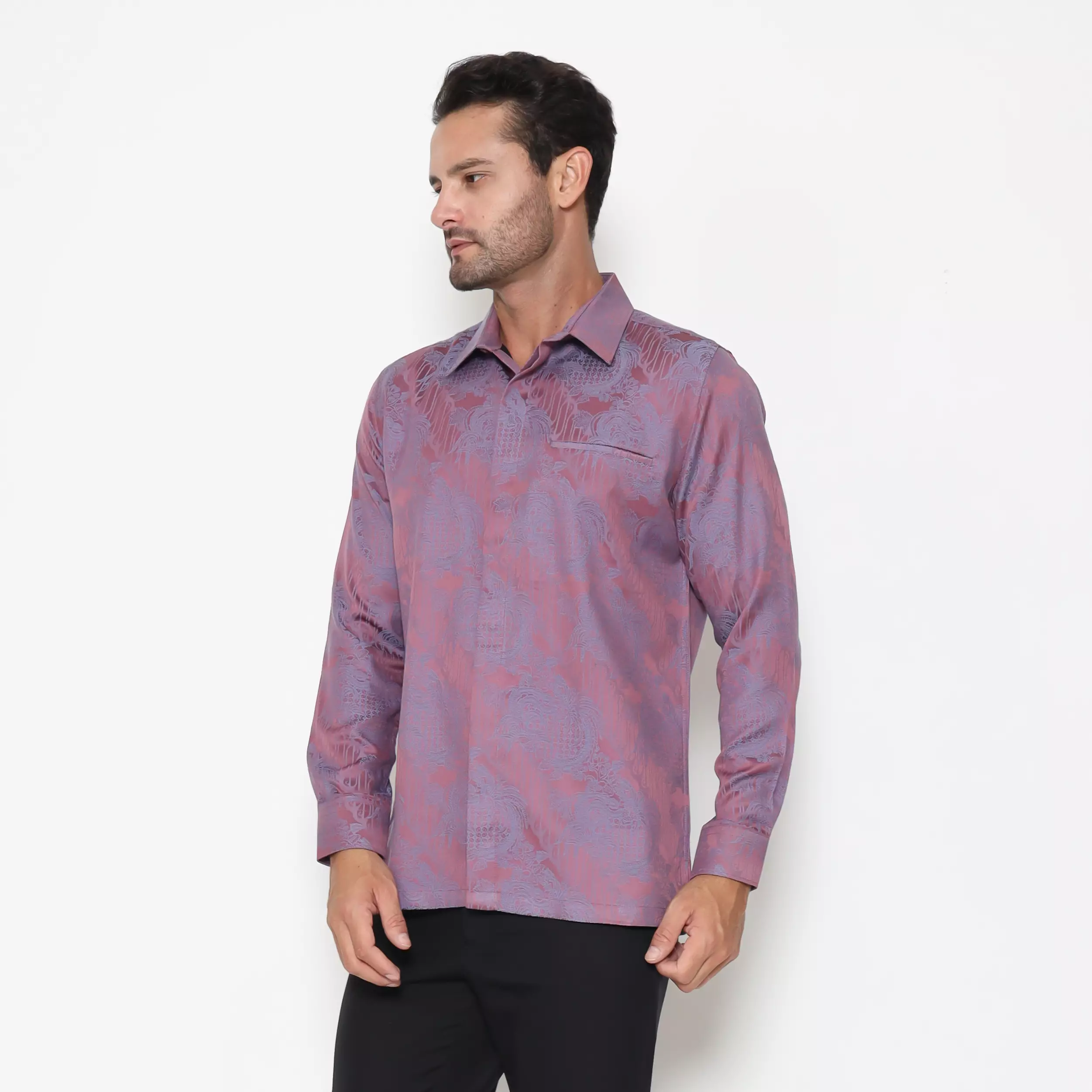MAGINOT BATIK FURING EXCLUSIVE AZIEL PURPLE Batik FURING EXCLUSIVE Pria Slim Fit Lengan Panjang