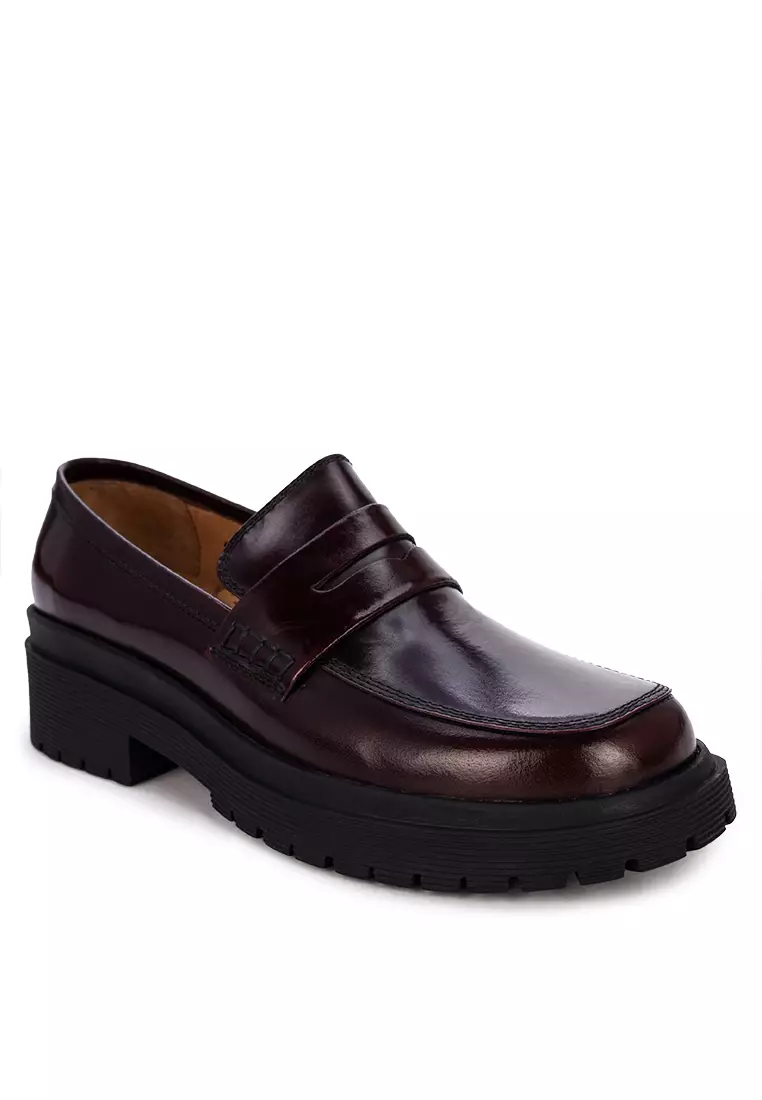 Discount on Bristol Shoes  shoes - SKU: Athena Maroon Penny Loafers