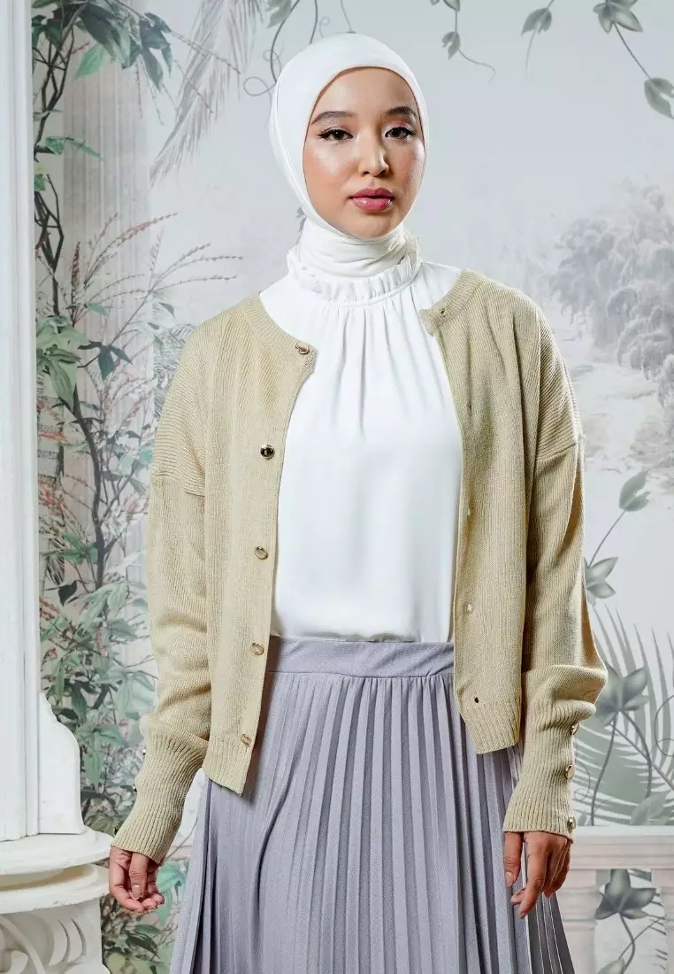 CELY Blouse Sleeveless Offwhite - Atasan Wanita Wudhu Friendly - Bahan Soft Polyester