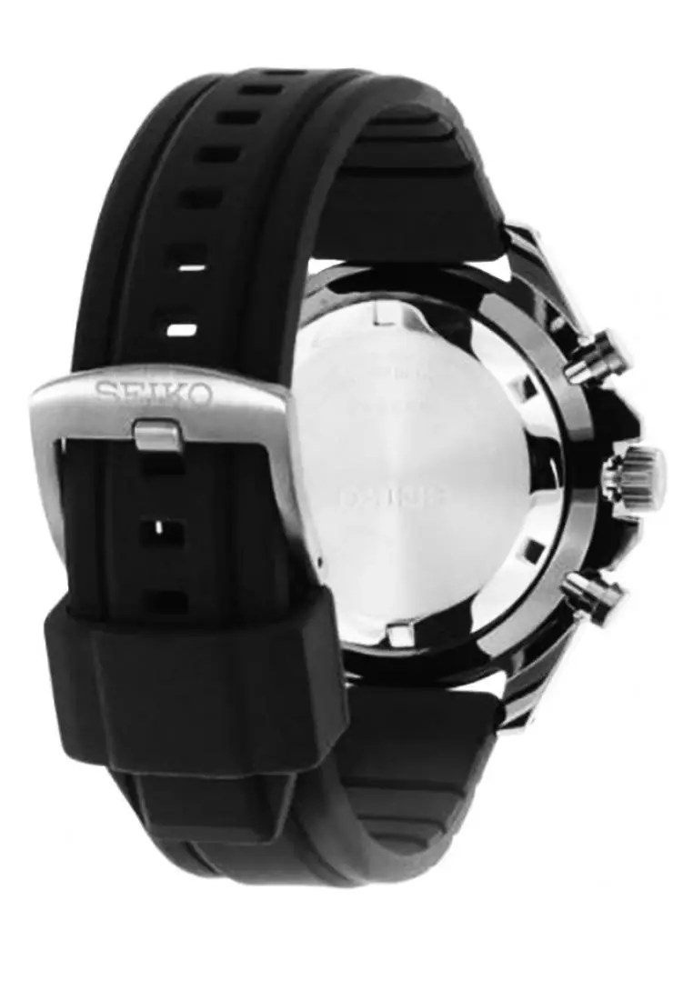 Jam Tangan Pria Seiko Original Garansi Resmi SSB349 SSB349P1 Strap Black Rubber Black Dial Chronograph
