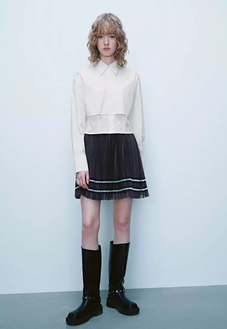 Pleated Mini A-Line Skirt