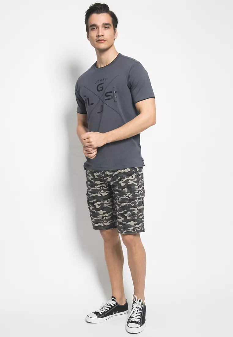 LGS - Kaos Casual Pria - Motif Tulisan - Dark Grey - JTS.322.M2773F.01