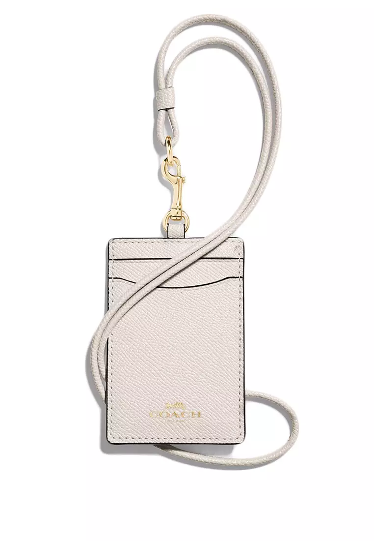 ID Lanyard In Crossgrain Leather - White