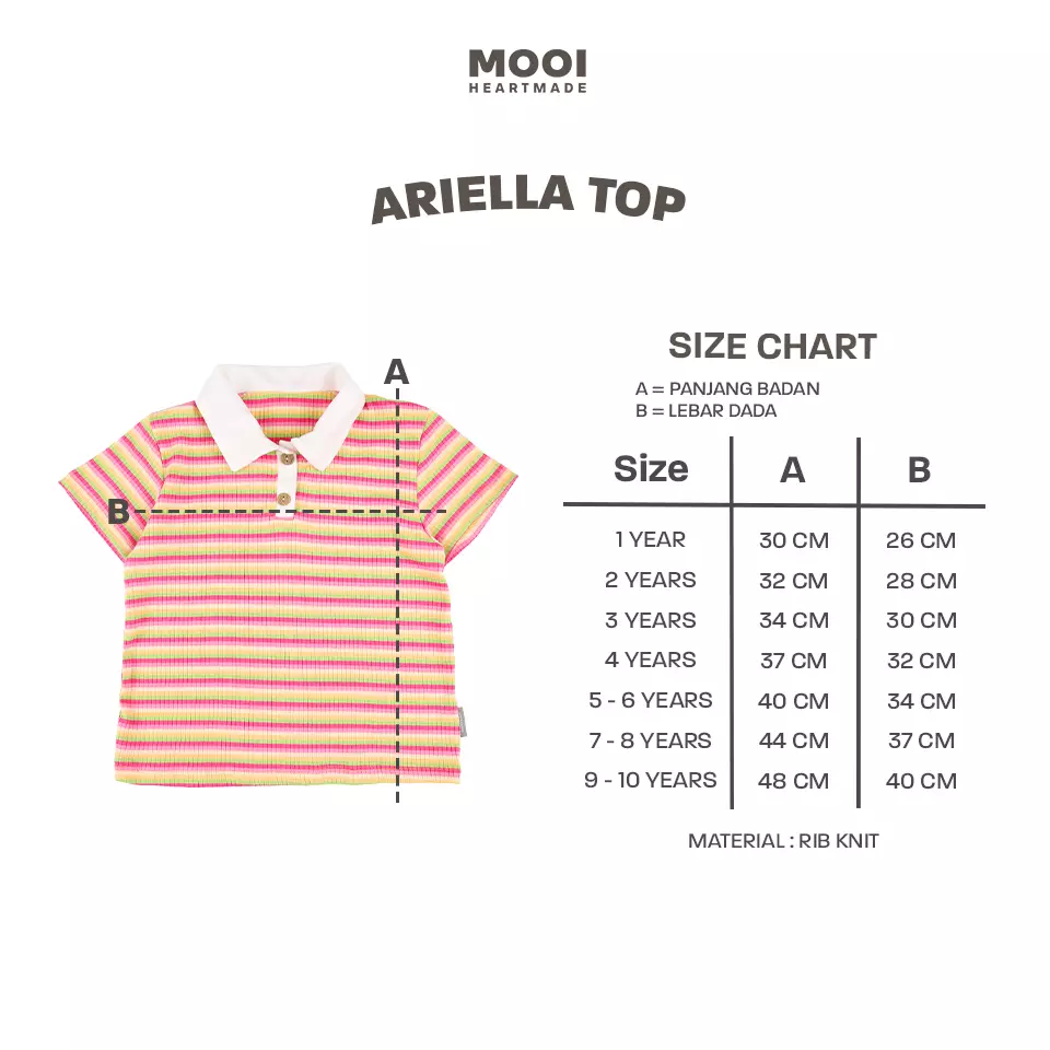 Mooi Atasan Anak Perempuan Ariella Top - Yellow