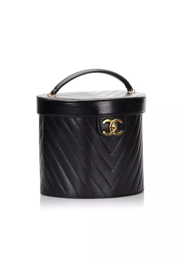 Pre-Loved Chanel Cc Caviar Turnlock Vanity Bag