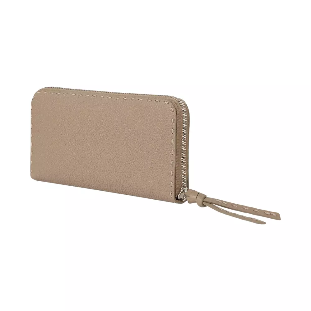 Peekaboo Large Selleria Zipper Around Wallet Dove Gray
