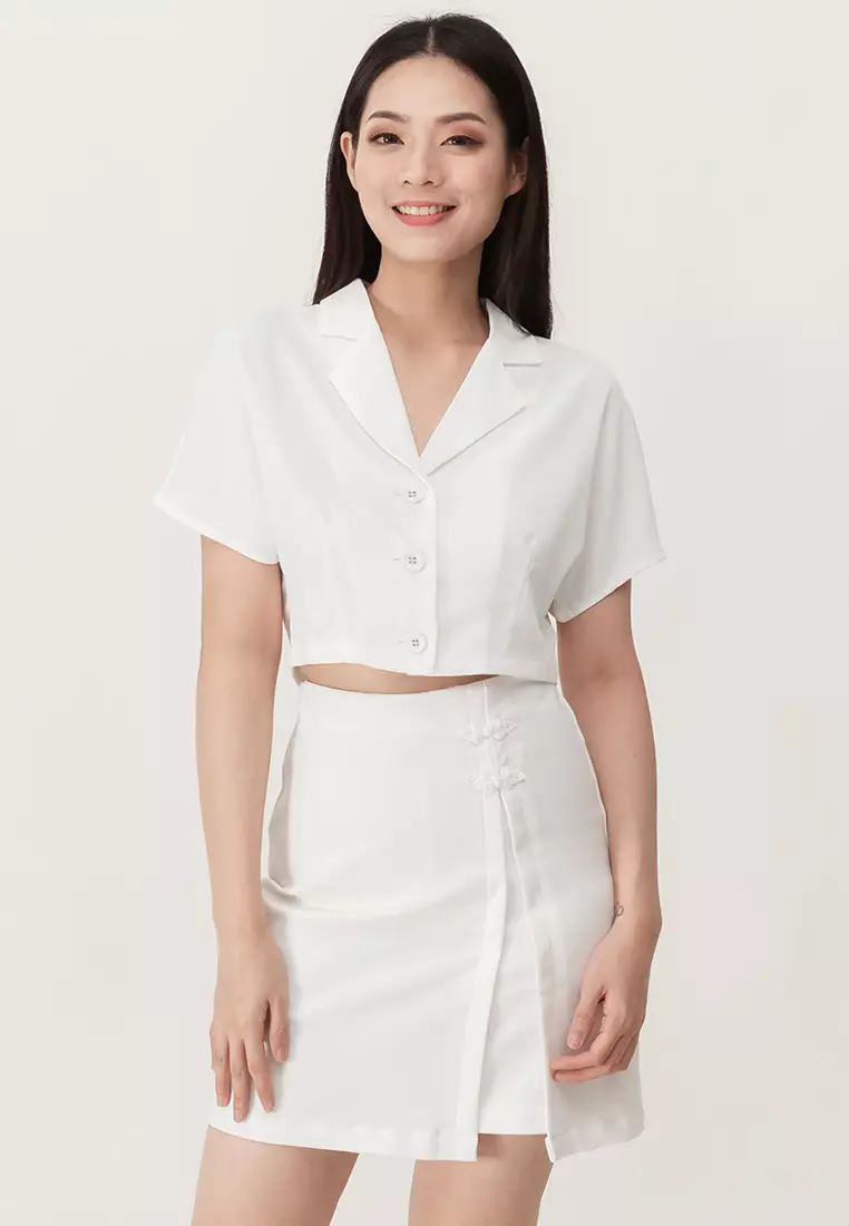 High waisted outlet white skirt knot