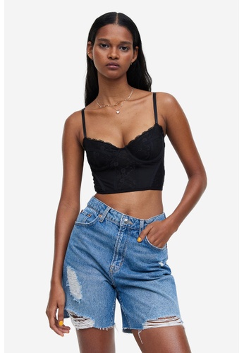 Hu0026M Lace-detail mesh bustier top | ZALORA Philippines