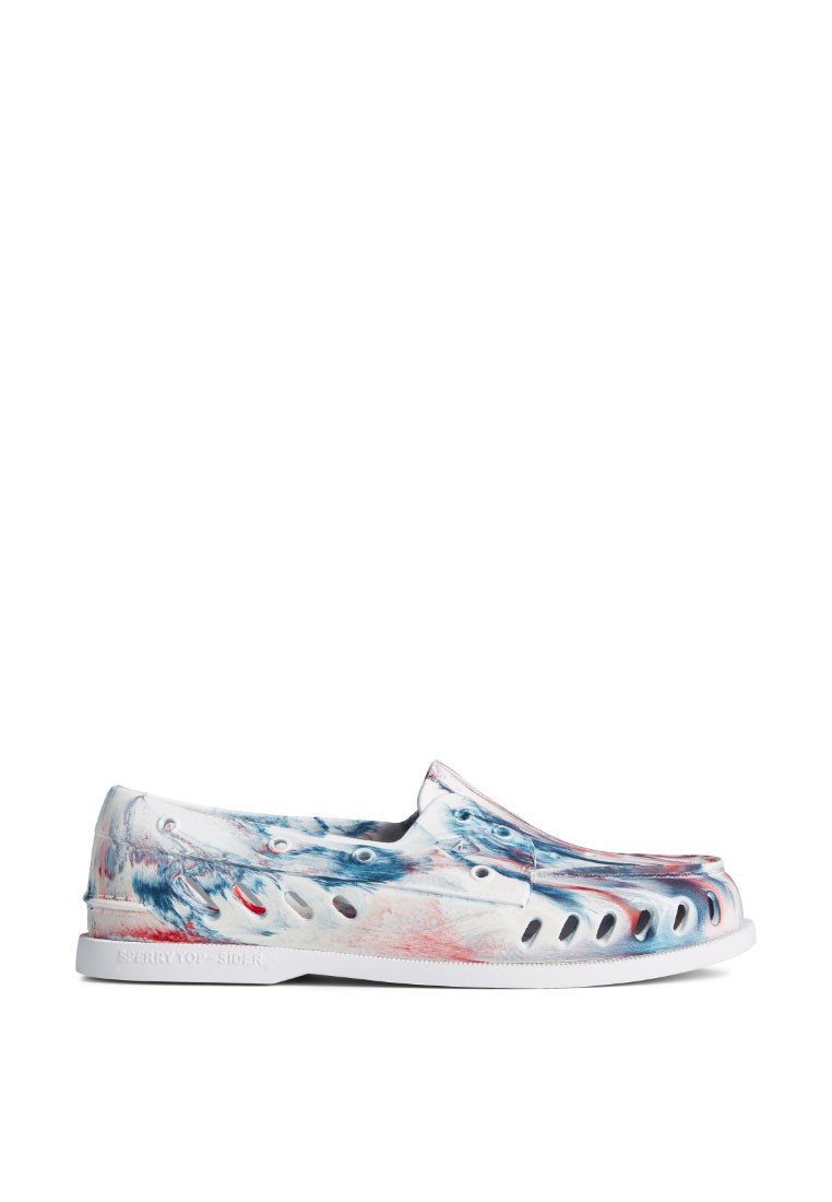 Sperry Women's Authentic Original Float Marbled Boat Shoe - White Multi (STS86974)