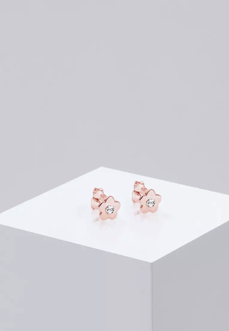 Anting Earrings Perak 925 Lapis Rose Gold Anak Bunga
