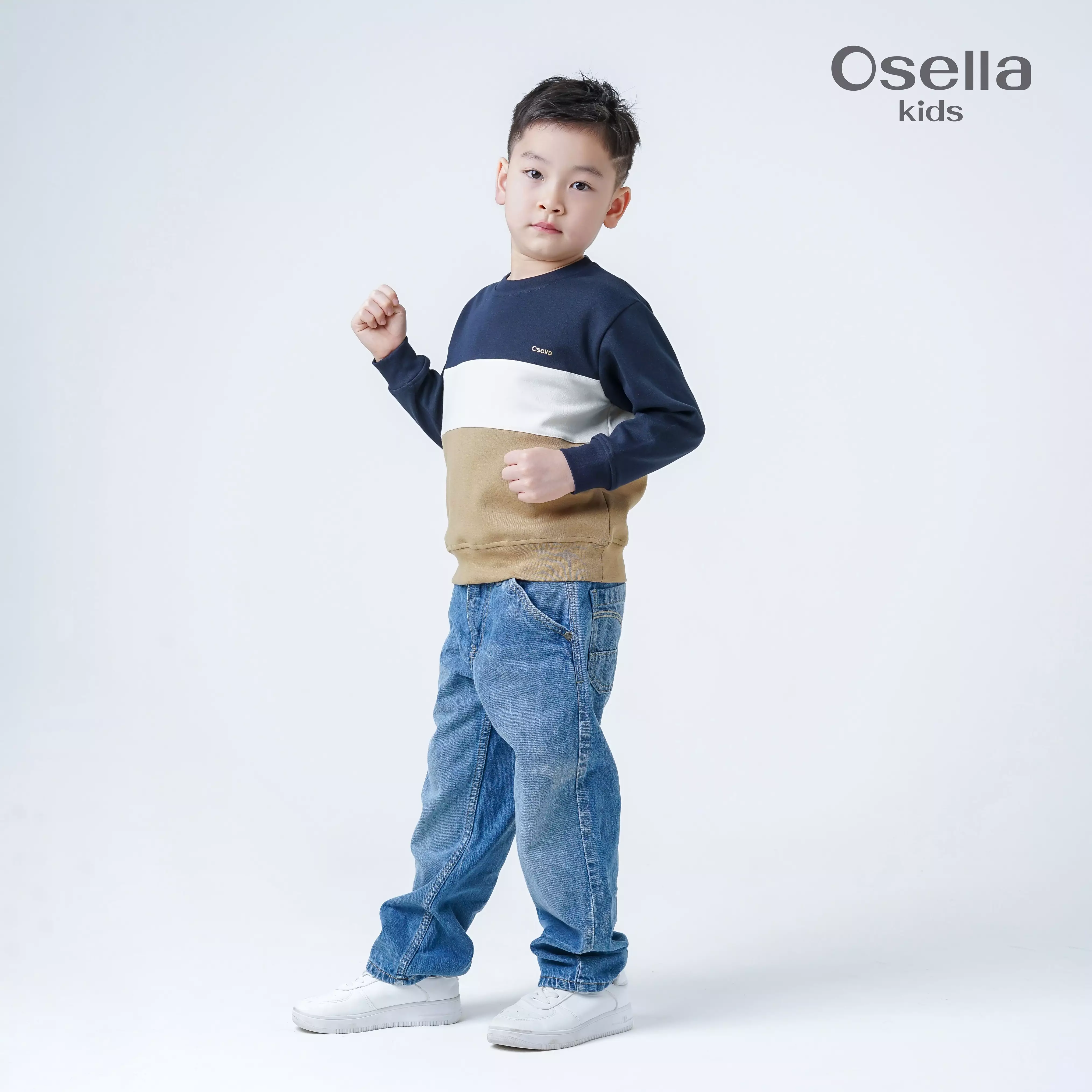 Osella Kids Tri-Color Danball Sweatshirt 2212660259 | Sweater Anak Laki Laki Lengan Panjang