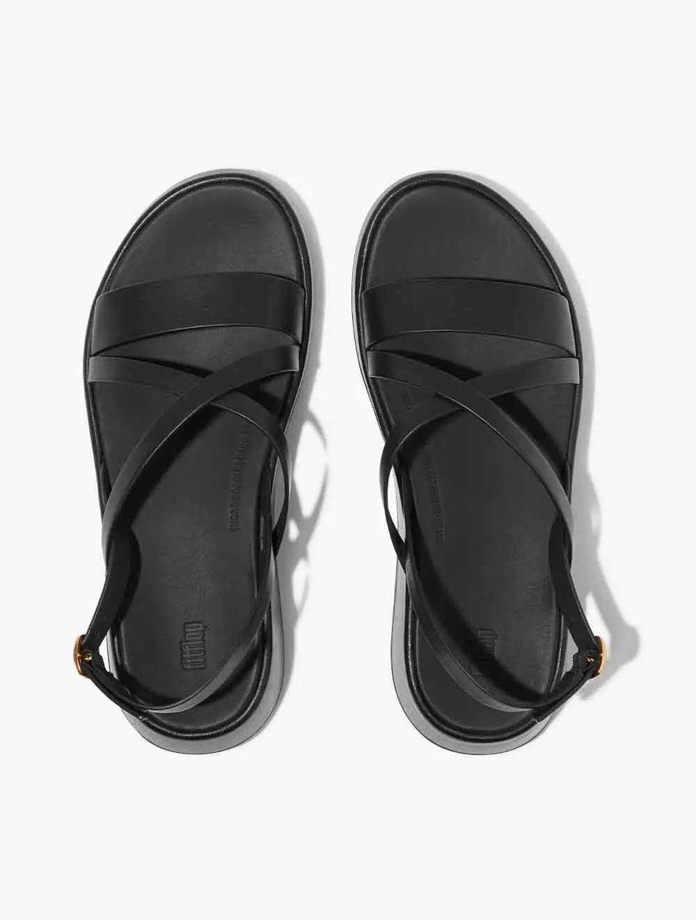 Fitflop F-Mode Leather Flatform Strappy Back-Strap Sandals - All Black