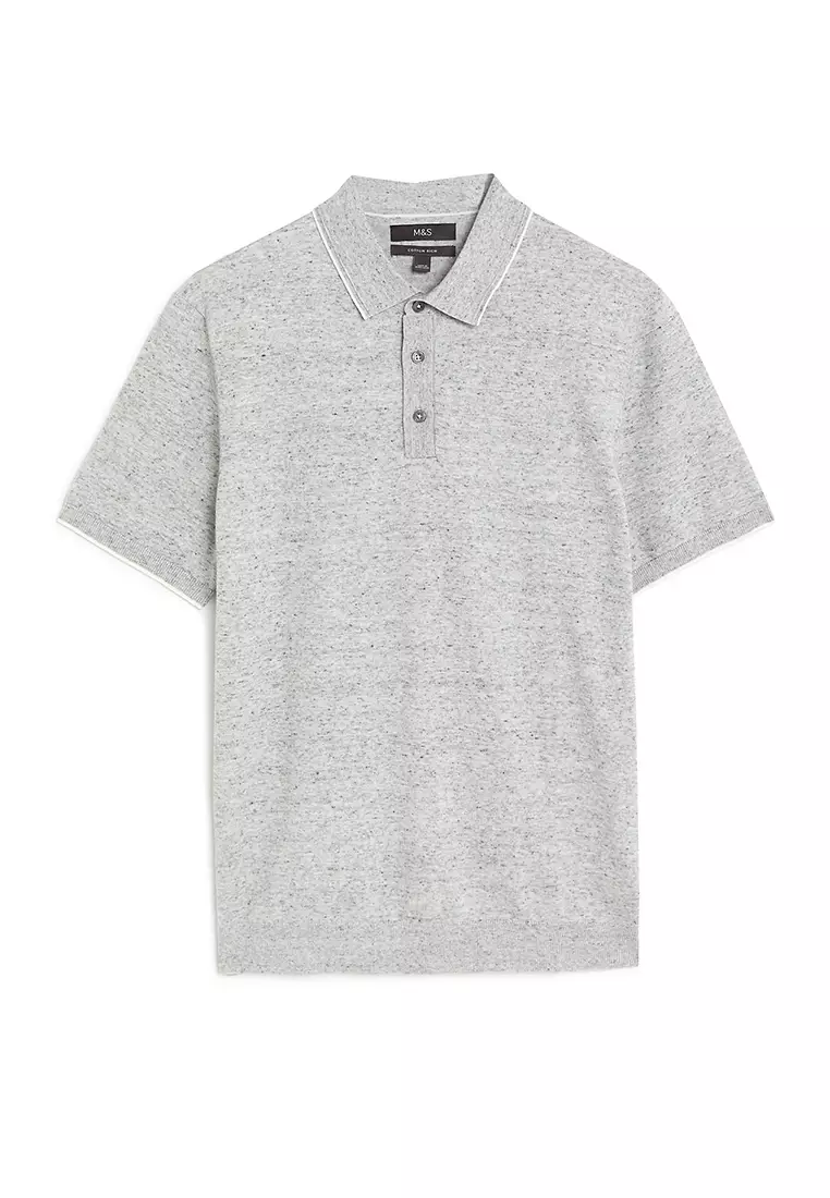 Cotton Rich Short Sleeve Knitted Polo Shirt
