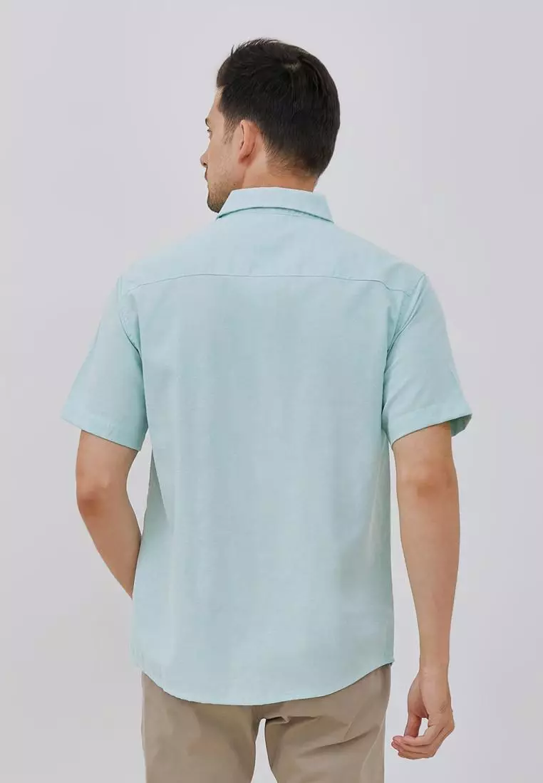 Paulmay Kemeja Lengan pendek Pria Reguler Fit Baby Green Shirt
