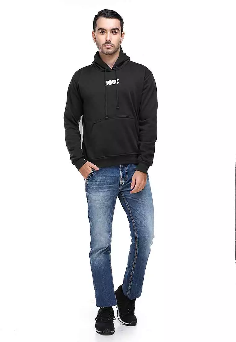 Clover Jaket Hoodie Sweater Pria Chess Centre Casual Jacket Material Fleece ORIGINAL - Black