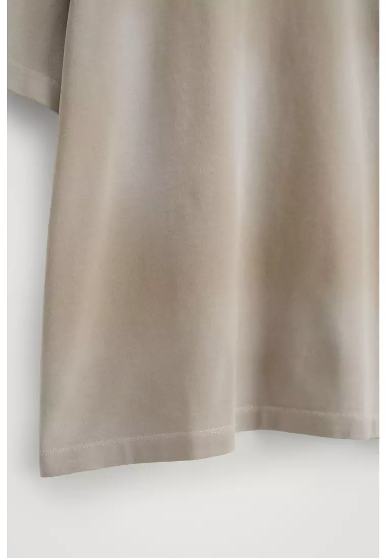 OVERSIZED WASHED-JERSEY MOCK-NECK T-SHIRT