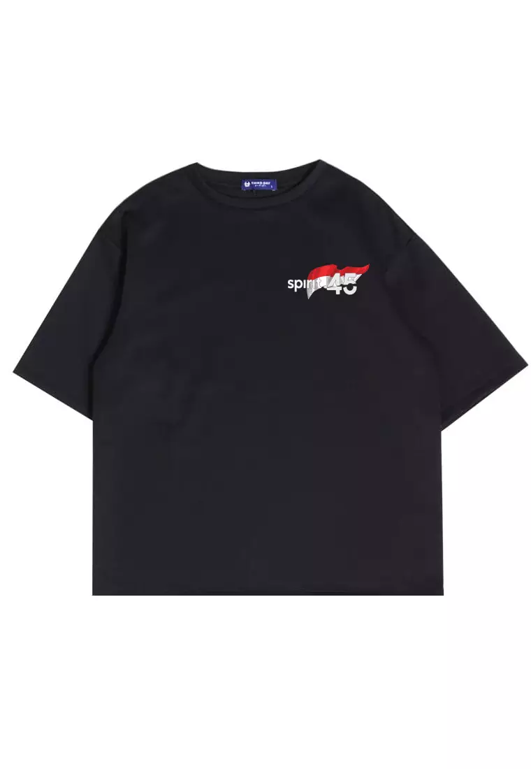 MTW89 Kaos Oversize Merah 17 Agustus Garuda "spirit 45"  hitam