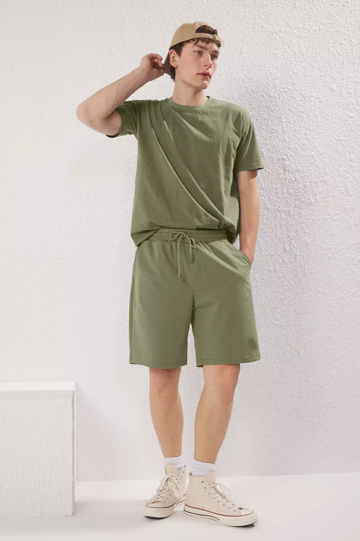 Buy Trendyol Khaki Oversize/Wide Cut Washed/Aged Look 100% Cotton