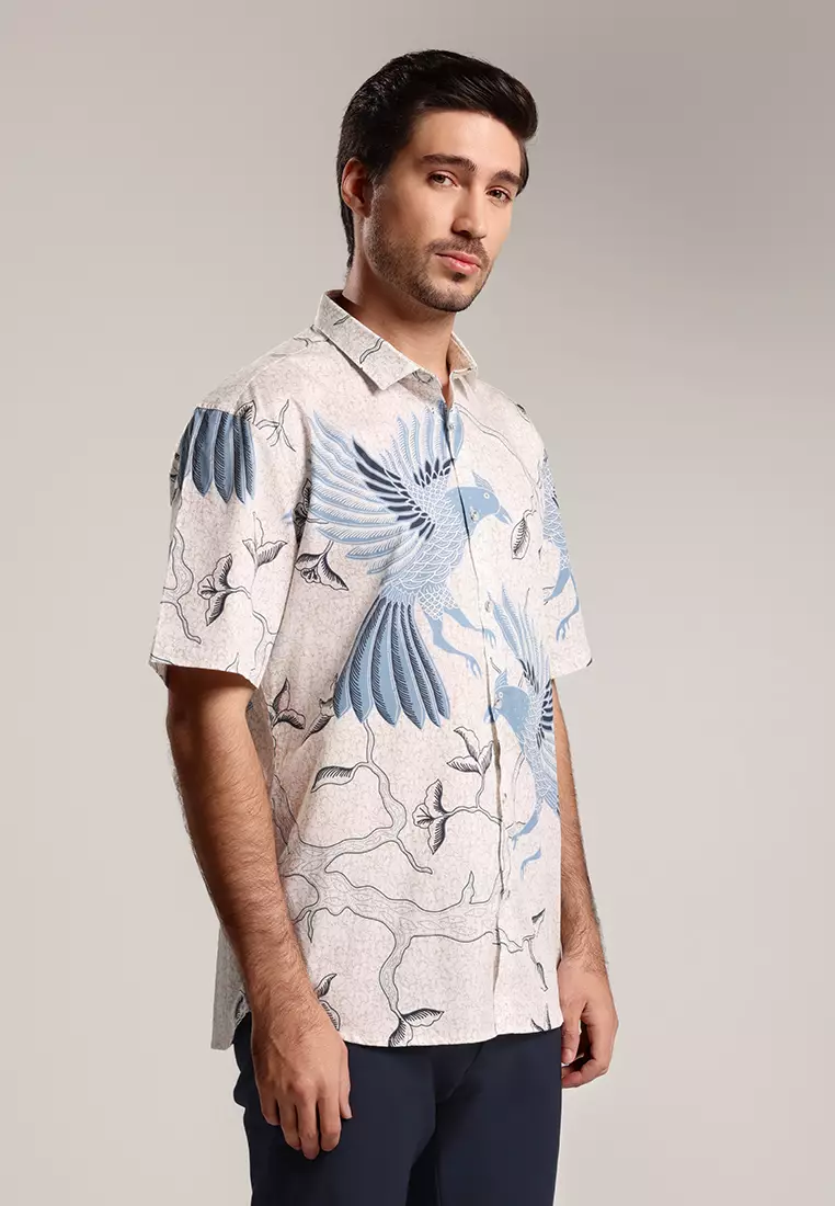 MOC - Kemeja Batik Pria Lengan Pendek Thakon - Beige