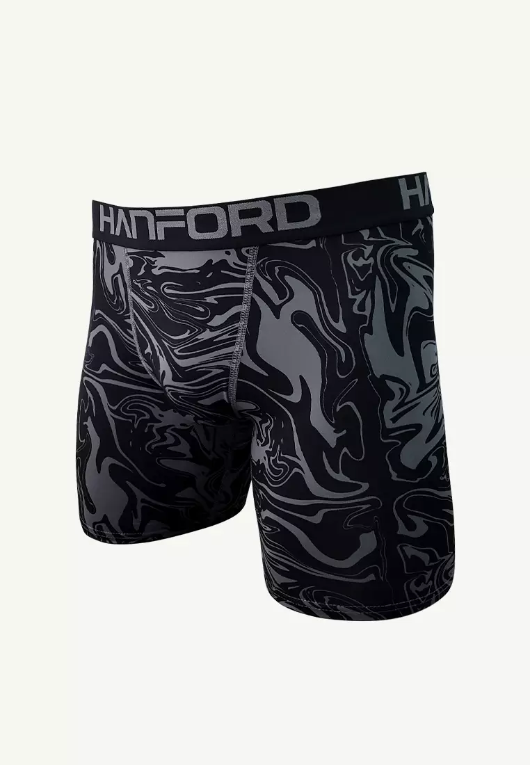 Athletic Men Pro Cool Quick Dry Compression Shorts Revo - Black / Swirl Print (Single Pack)