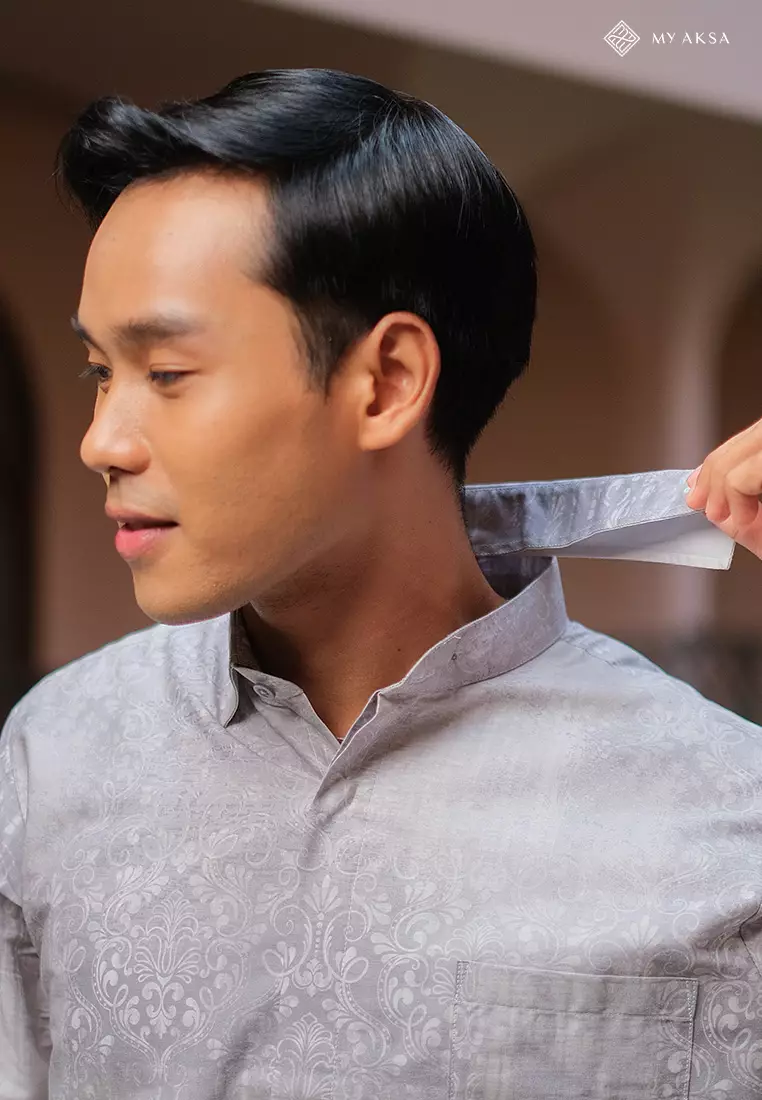 My Aksa Kemeja Batik Pria Lengan Pendek Al Barra Grey