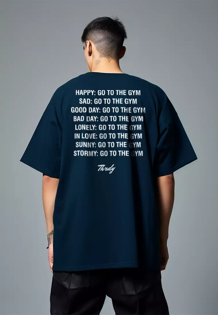 MTW17 kaos oversize gym pria distro bahan tebal scuba "go to the gym" navy