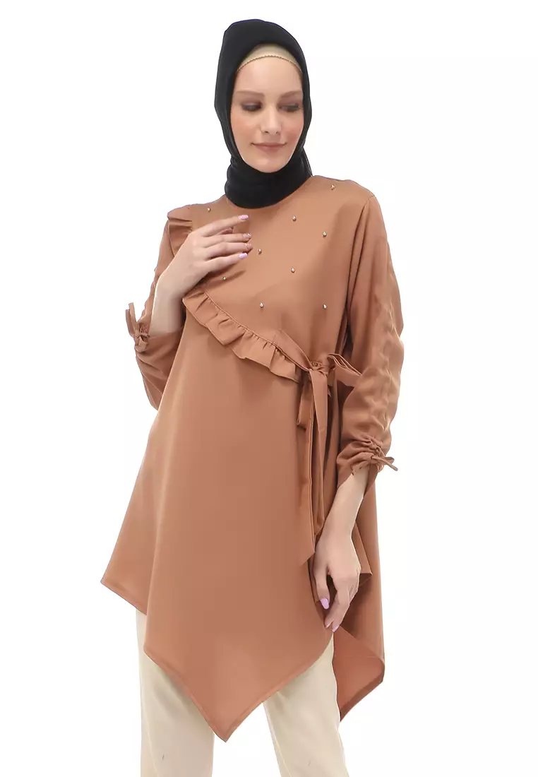 Ketrin Tunik Muslimah Atasan Wanita Polos Long Sleeve Regular Fit - Milo
