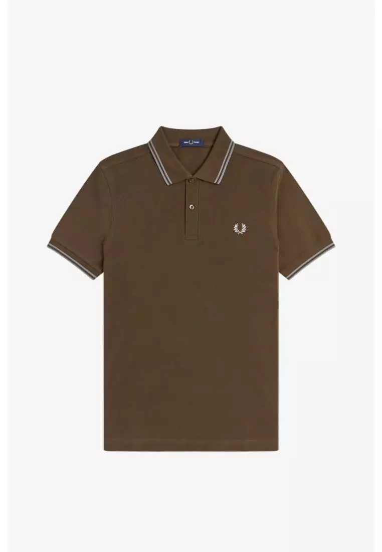 Fred Perry M3600 Twin Tipped Fred Perry Shirt (Burnt Tobacco / Stockport Blue / Stockport Blue)