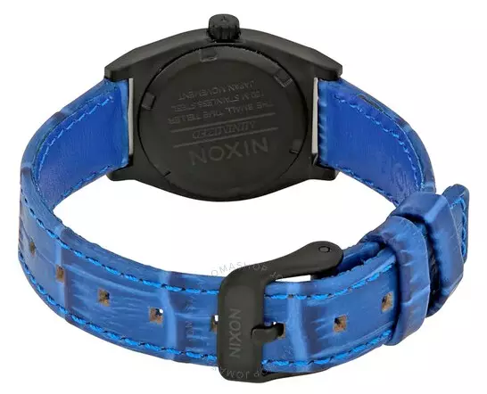 Jual Nixon SMALL TIME TELLER LEATHER BLACK BLUE GATOR Original