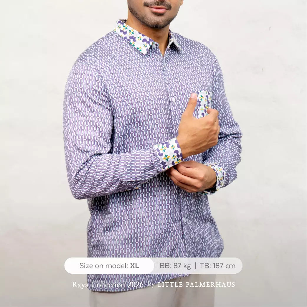 Little Palmerhaus - Baju Lebaran 2026 - Saraya Dad Shirt (Baju Koko Pria Dewasa) Slate Blue