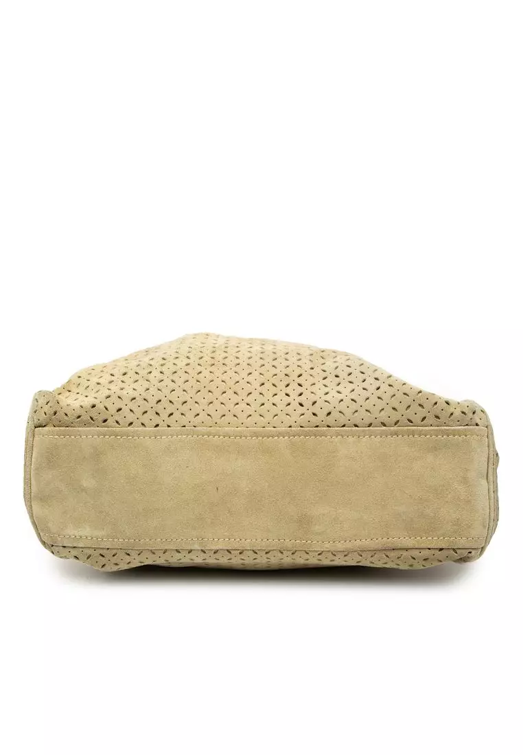 Pre-Loved Miu Miu Laser Cut Suede Bamboo Top Handle Bag