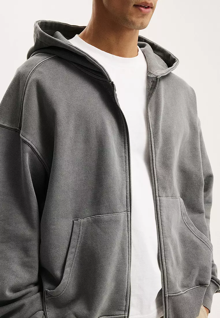 Cropped Zip Up Hoodie
