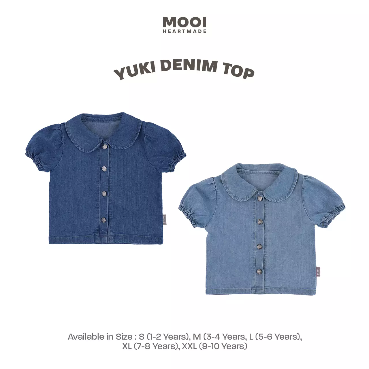 Mooi Kemeja Jeans Anak Yuki Denim Top - Light Blue