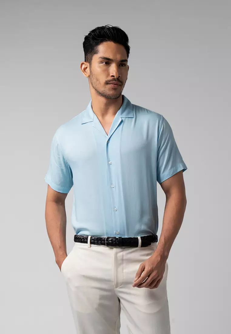 Cuban Viscose Soft Blue Casual Shirt