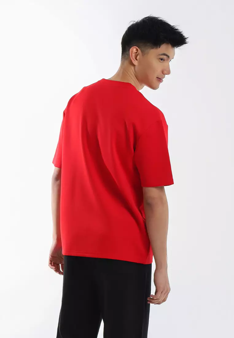 Forest Oversized Heavy Weight 300gsm Modal Cotton Short Sleeve T Shirt Men - 24088-51Red