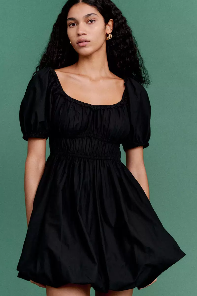 Bubble-hem cotton dress