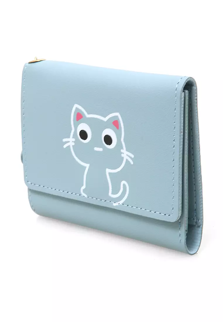 Fiore Dompet Anak Wanita Mini Short Wallet Cat Motive Many Slot Material Leather ORIGINAL - Blue