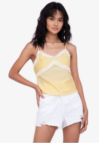 ZALORA BASICS yellow Lace Trim Cami Top ADCBDAA78DD5A7GS_1