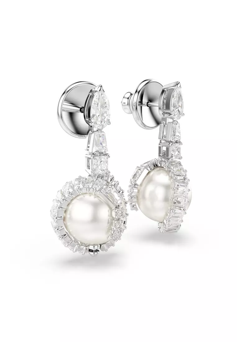 Buy Swarovski Snake drop earrings, Crystal pearl, Mixed cuts