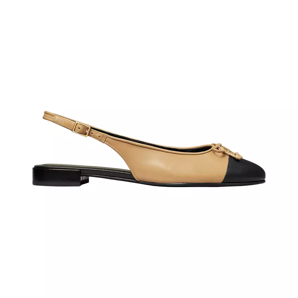 Jual TORY BURCH Cap-Toe Slingback Ballet Flat Ginger Shortbread